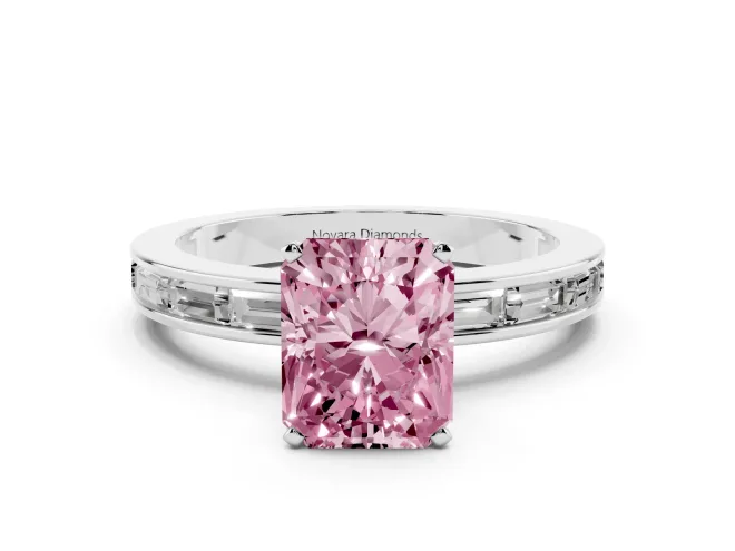 Radiant Cut Channel Set Engagement Ring Setting for a Fancy Pink Lab-Grown Diamond | White Gold