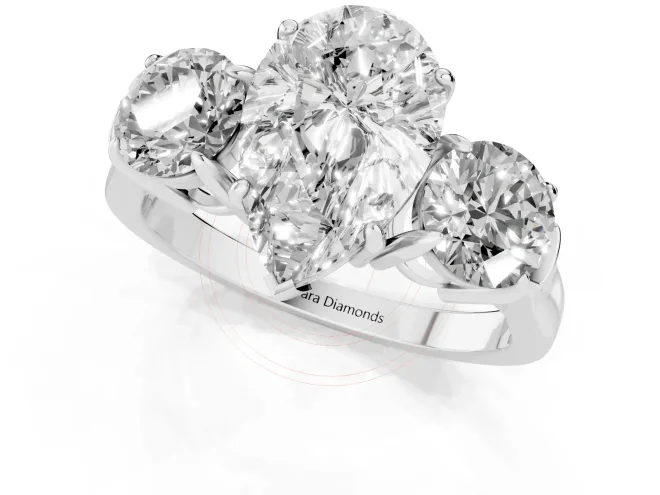 Pear-Shaped Three Stone Engagement Ring Setting | Open Baskets | Sterling Silver – second view