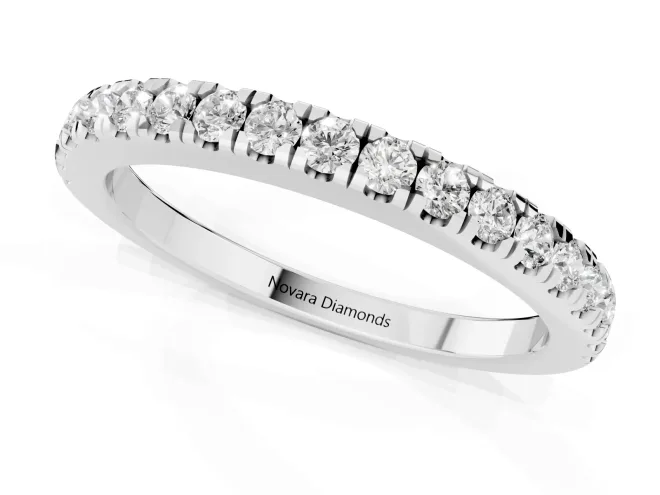Round Diamond Slender Eternity Band Set in Platinum with Pavé U-Prong Setting – second view