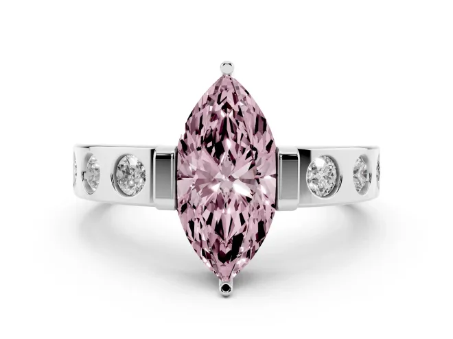 Marquise Tension Style Engagement Ring Setting for a Fancy Pink Lab-Grown Diamond | White Gold
