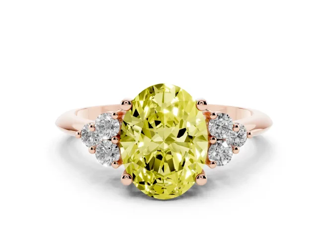 Oval Cluster Accent Engagement Ring Setting for a Fancy Yellow Lab-Grown Diamond | Rose Gold