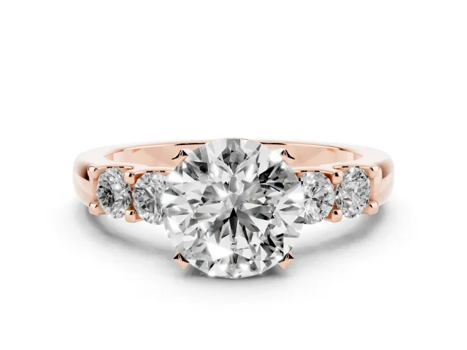 Round Five Stone Engagement Ring Setting | Prong-Set Side Stones | Rose Gold