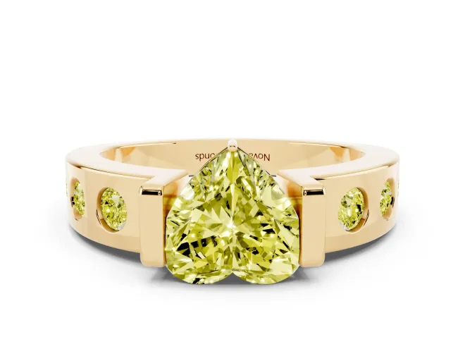 Heart-Shaped Tension Style Engagement Ring Setting for a Fancy Yellow Lab-Grown Diamond | Yellow Gold