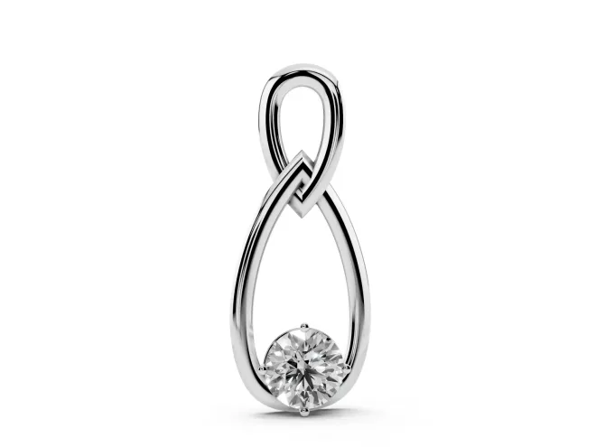 Round Lab-Grown Diamond Solitaire Infinity Pendant Necklace | Upright Loop | White Gold