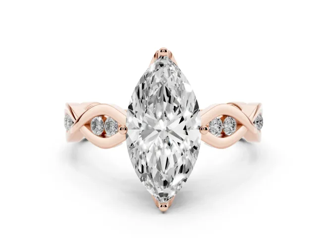 Marquise Twisted Infinity Engagement Ring Setting | Accented Strands | Rose Gold