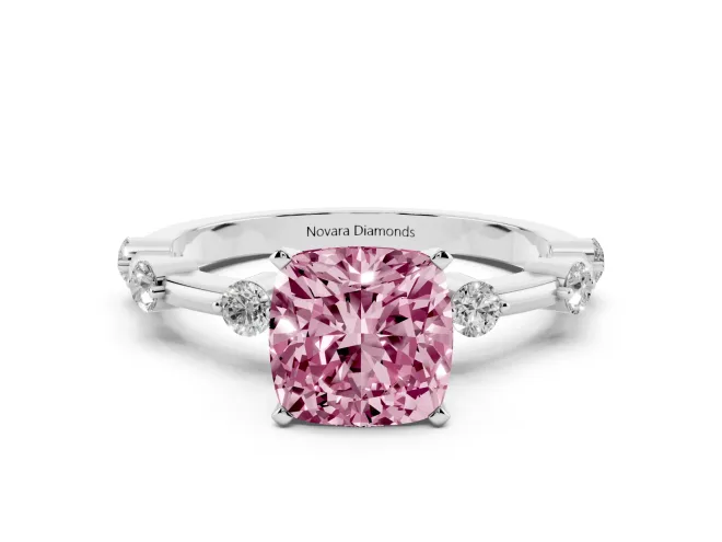 Cushion Cut Bar Set Engagement Ring Setting for a Fancy Pink Lab-Grown Diamond | White Gold
