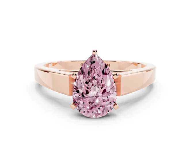 Pear-Shaped Solitaire Engagement Ring Setting for a Fancy Pink Lab-Grown Diamond | Rose Gold