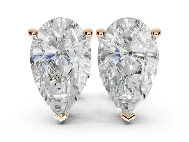 Oval Lab-Grown Diamond Solitaire Basket Stud Earrings | Open Gallery | Rose Gold