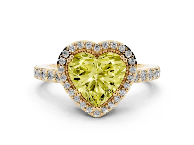 Heart-Shaped Halo Engagement Ring Setting for a Fancy Yellow Lab-Grown Diamond | Yellow Gold - Design NV-24528
