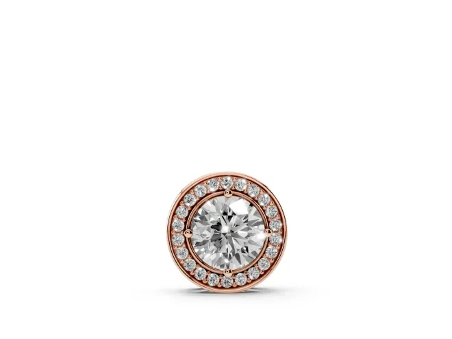 Round Lab-Grown Diamond Halo Pendant Necklace | Hidden Bail | Rose Gold