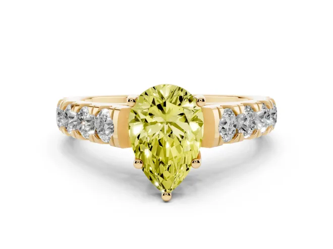 Pear-Shaped Engagement Ring Setting for a Fancy Yellow Lab-Grown Diamond | Yellow Gold - Design NV-24643