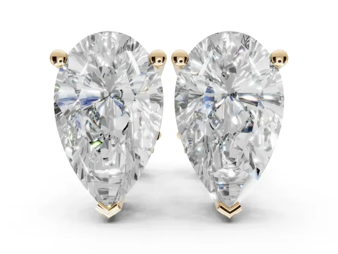 Round Lab-Grown Diamond Solitaire Basket Stud Earrings | Open Gallery | Yellow Gold