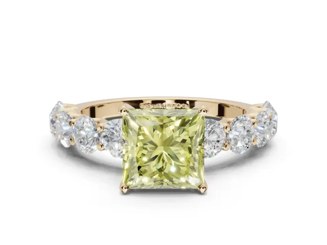 Princess Cut Engagement Ring Setting for a Fancy Yellow Lab-Grown Diamond | Yellow Gold - Design NV-24455