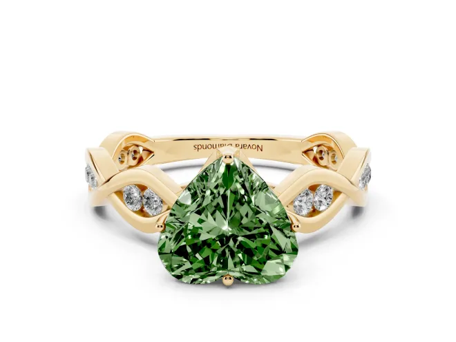 Heart-Shaped Twisted Infinity Engagement Ring Setting for a Fancy Green Lab-Grown Diamond | Yellow Gold