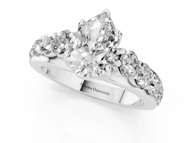 Pear Cut Diamond Pavé Engagement Ring Set in Platinum with Prong Setting – second view