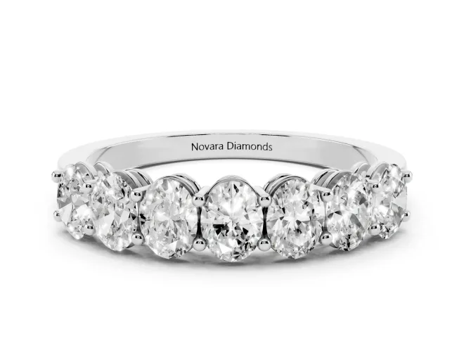 Oval Lab-Grown Diamond Half Eternity Band | Shared Prongs | White Gold