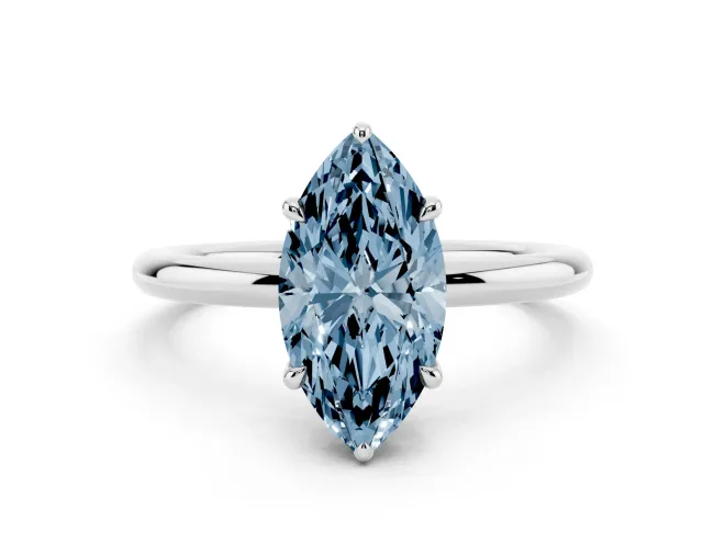 Marquise Hidden Halo Ring Setting for a Fancy Blue Lab-Grown Diamond | Sterling Silver