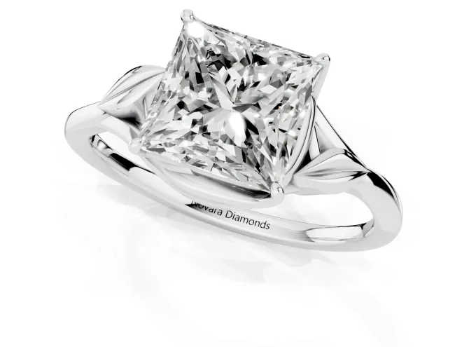 Princess Cut Diamond Solitaire Ring Set in Silver with Polished Twist Band – second view