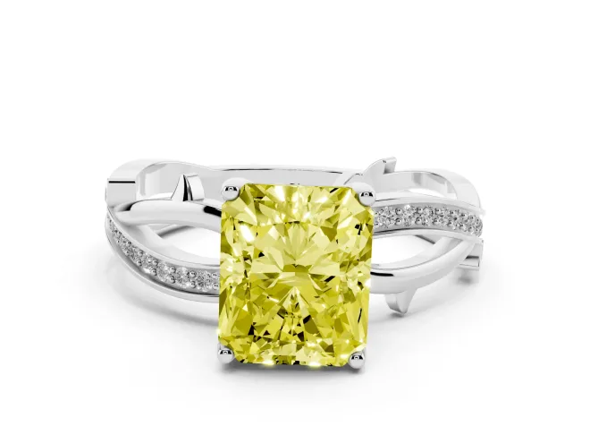 Radiant Cut Twisted Engagement Ring Setting for a Fancy Yellow Lab-Grown Diamond | Sterling Silver - Design NV-24635