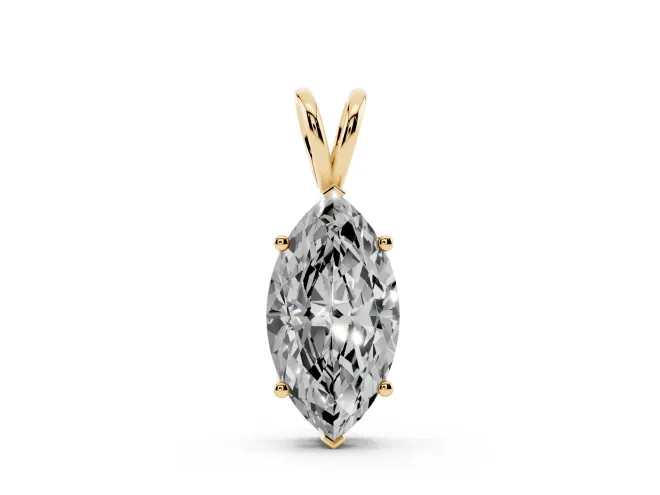 Marquise Lab-Grown Diamond Solitaire Pendant Necklace | V Split Bail | Yellow Gold