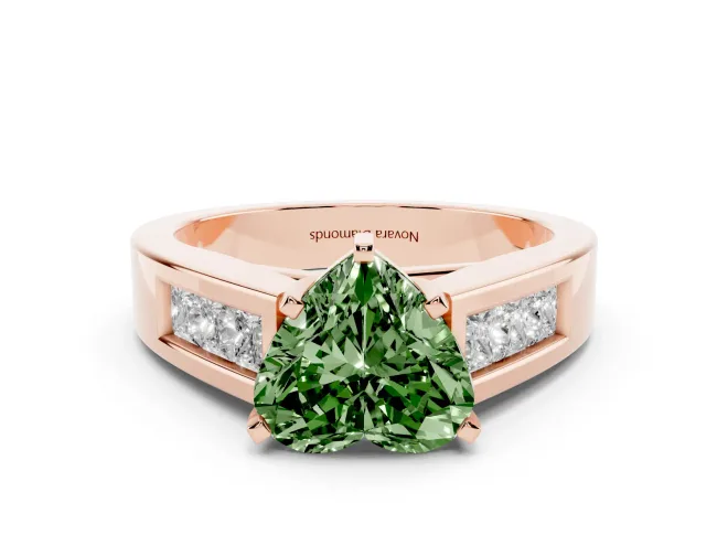 Heart-Shaped Channel-Set Engagement Ring Setting for a Fancy Green Lab-Grown Diamond | Rose Gold