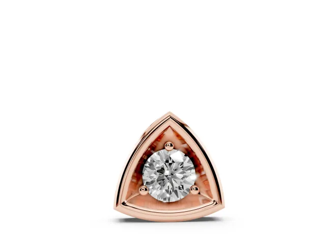 Round Lab-Grown Diamond Triangle Frame Pendant Necklace | Open Frame | Rose Gold