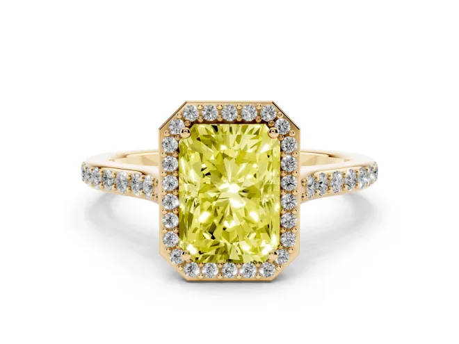 Radiant Cut Halo Engagement Ring Setting for a Fancy Yellow Lab-Grown Diamond | Yellow Gold - Design NV-24729