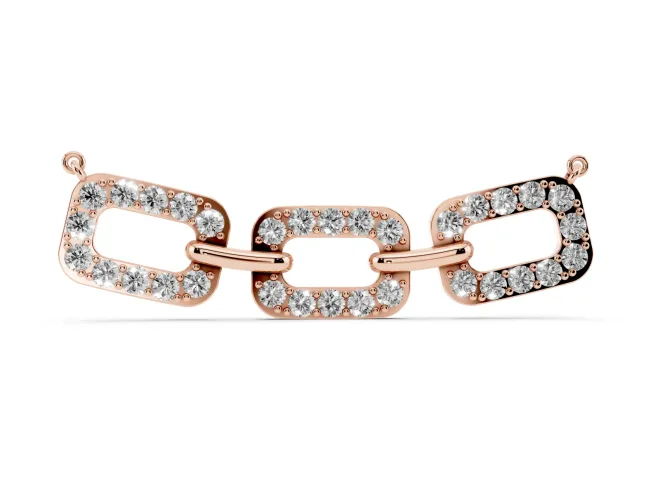 Round Lab-Grown Diamond Pavé Cushion Link Pendant Necklace | Shared Prongs | Rose Gold