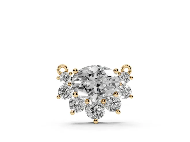 Oval Lab-Grown Diamond East-West Cluster Pendant Necklace | Graduated Accents | Yellow Gold