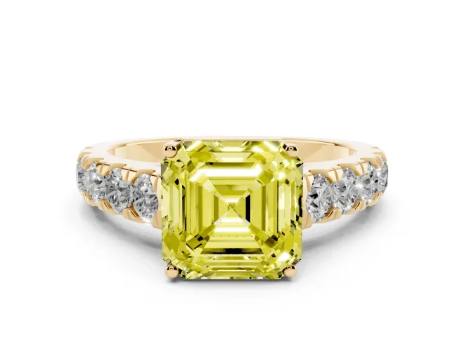 Asscher Cut Engagement Ring Setting for a Fancy Yellow Lab-Grown Diamond | Yellow Gold - Design NV-24643
