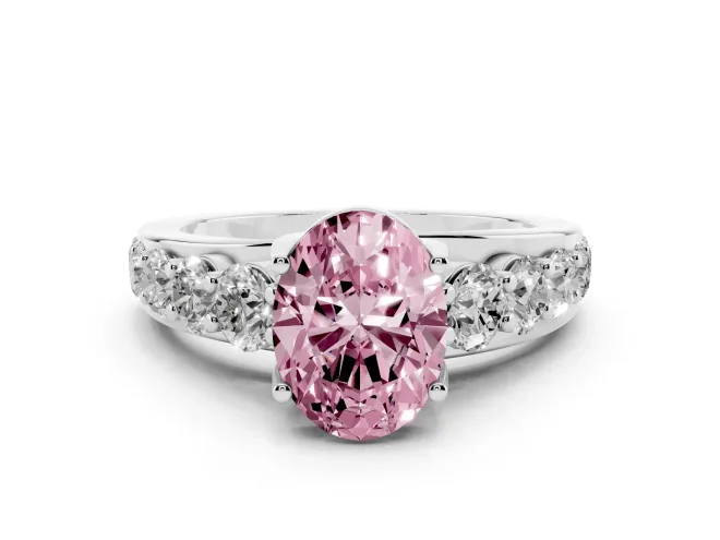 Oval Graduated Engagement Ring Setting for a Fancy Pink Lab-Grown Diamond | White Gold