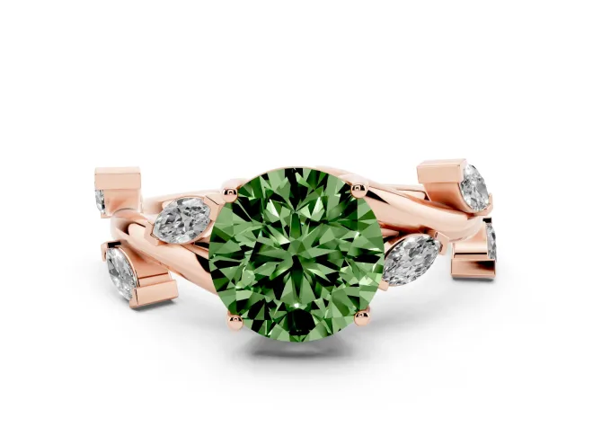 Round Twisted Vine Engagement Ring Setting for a Fancy Green Lab-Grown Diamond | Rose Gold