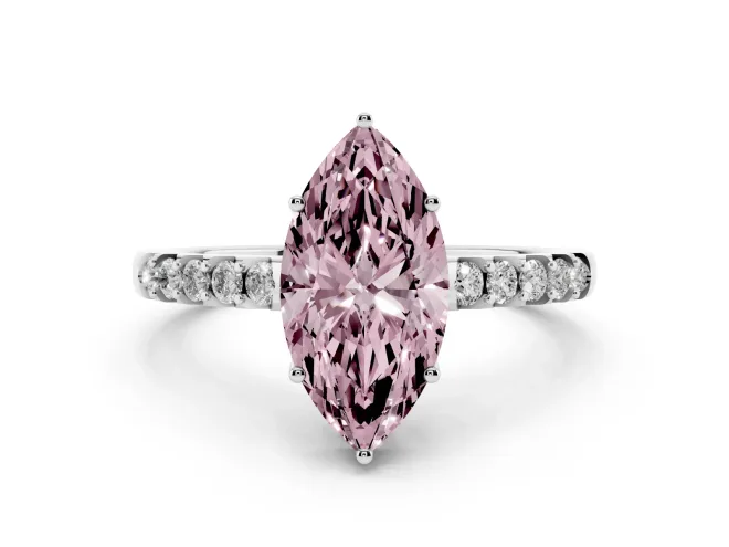 Marquise Engagement Ring Setting for a Fancy Pink Lab-Grown Diamond | Sterling Silver - Design NV-24649