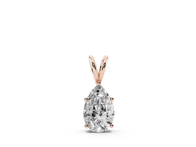Pear-Shaped Lab-Grown Diamond Solitaire Pendant Necklace | Split V Bail | Rose Gold