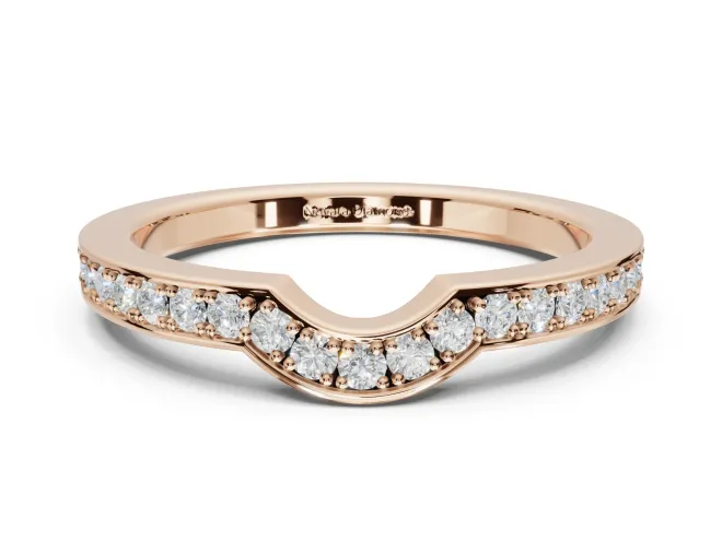 Round Lab-Grown Diamond Pavé Contour Wedding Band | Raised Rails | Rose Gold