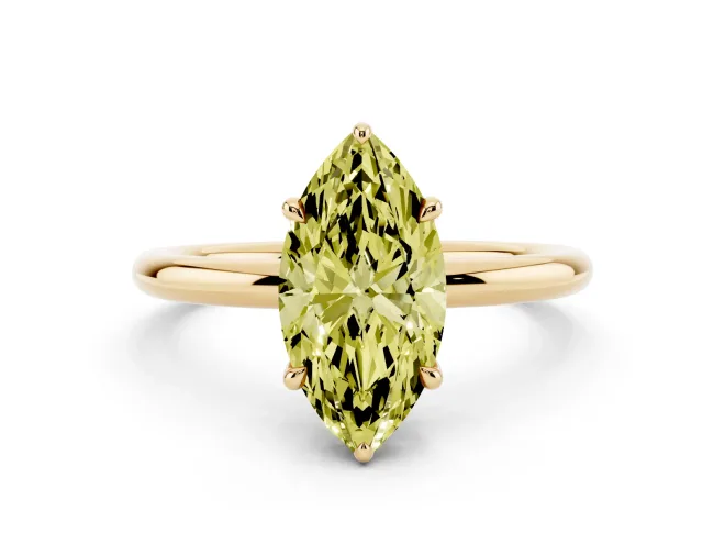 Marquise Hidden Halo Ring Setting for a Fancy Yellow Lab-Grown Diamond | Yellow Gold