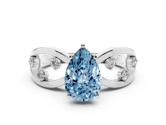 Pear-Shaped Loop Engagement Ring Setting for a Fancy Blue Lab-Grown Diamond | Sterling Silver