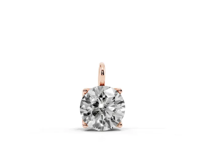 Round Lab-Grown Diamond Solitaire Pendant Necklace | Open Prong Head | Rose Gold