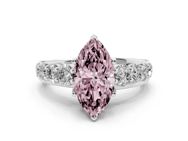 Marquise Graduated Engagement Ring Setting for a Fancy Pink Lab-Grown Diamond | White Gold