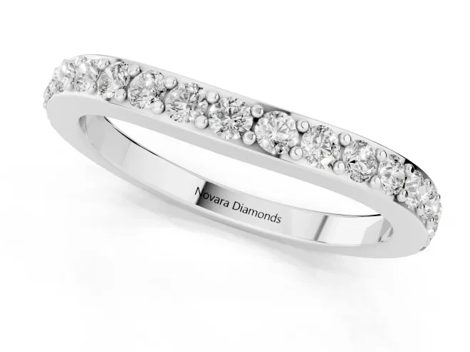 Round Diamond Curved Eternity Band Set in Platinum with Pavé Prong Setting – second view