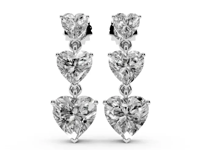 Sterling Silver Heart Lab-Grown Diamond Earrings