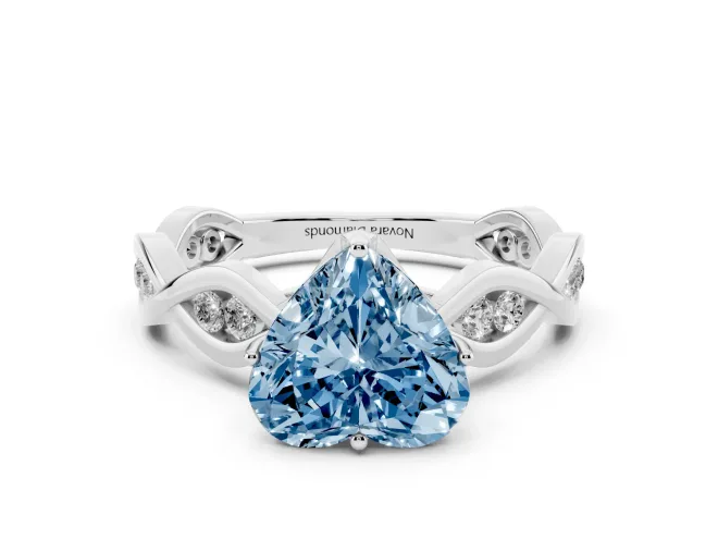 Heart-Shaped Twisted Infinity Engagement Ring Setting for a Fancy Blue Lab-Grown Diamond | Sterling Silver