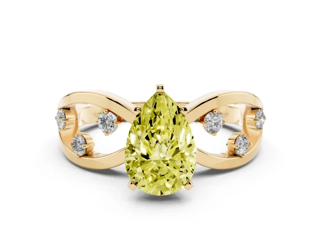 Pear-Shaped Loop Engagement Ring Setting for a Fancy Yellow Lab-Grown Diamond | Yellow Gold