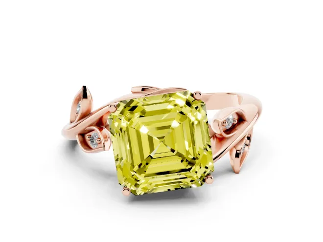 Asscher Cut Twisted Bypass Engagement Ring Setting for a Fancy Yellow Lab-Grown Diamond | Rose Gold