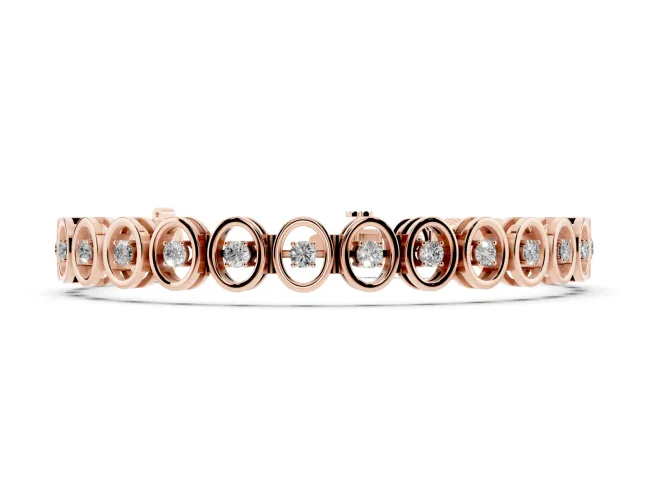 Round Lab-Grown Diamond Oval Frame Tennis Bracelet | Open Links | Rose Gold