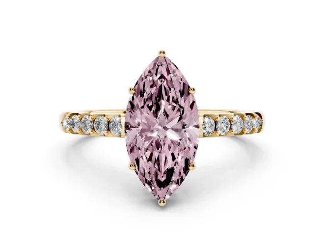 Marquise Engagement Ring Setting for a Fancy Pink Lab-Grown Diamond | Yellow Gold - Design NV-24649