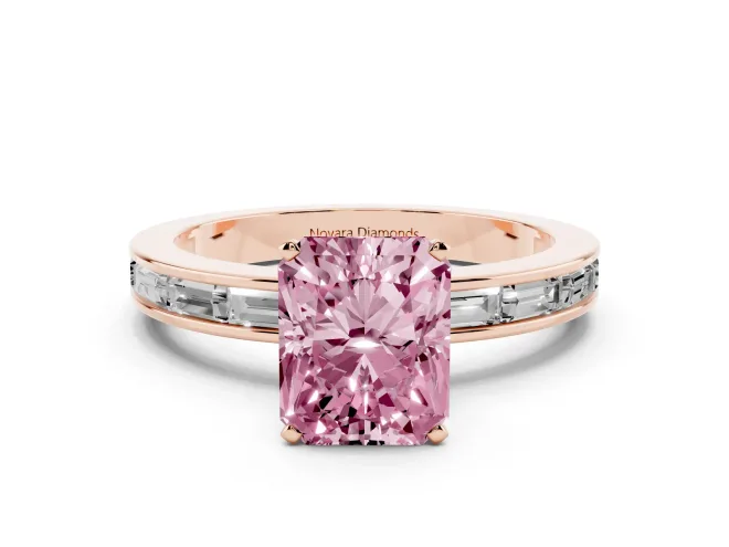 Radiant Cut Channel Set Engagement Ring Setting for a Fancy Pink Lab-Grown Diamond | Rose Gold