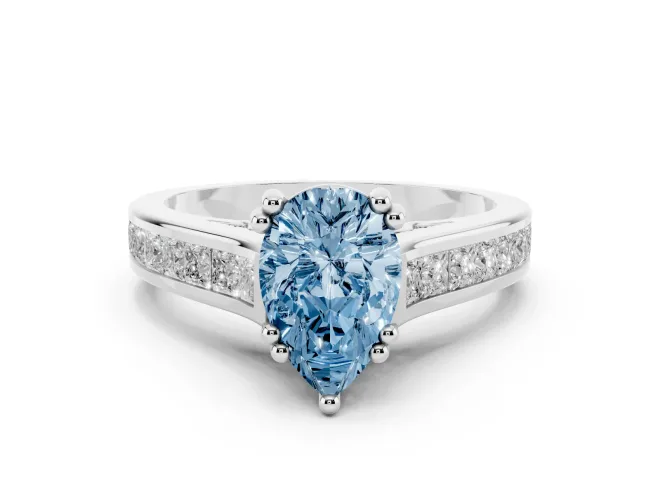 Pear-Shaped Channel Engagement Ring Setting for a Fancy Blue Lab-Grown Diamond | Sterling Silver - Design NV-24671