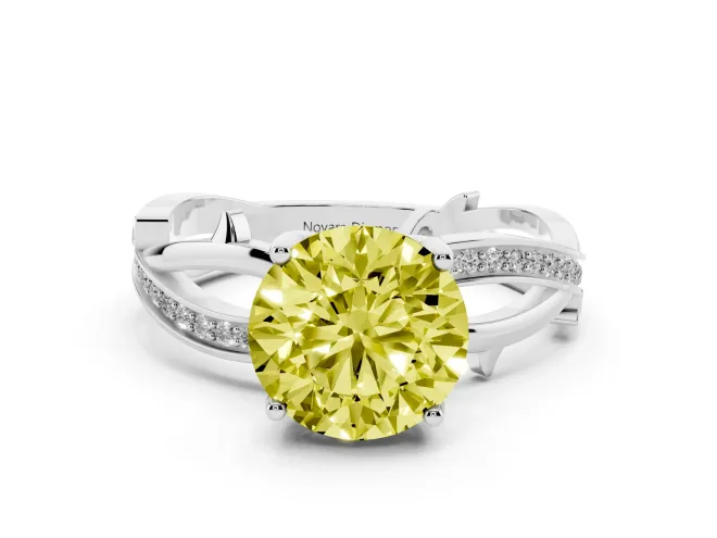 Round Twisted Engagement Ring Setting for a Fancy Yellow Lab-Grown Diamond | Sterling Silver - Design NV-24635