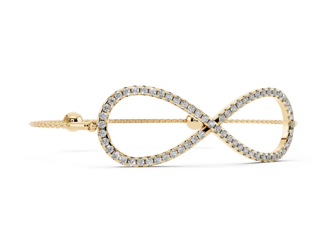 Round Lab-Grown Diamond Pavé Infinity Chain Bracelet | Open Figure Eight | Yellow Gold